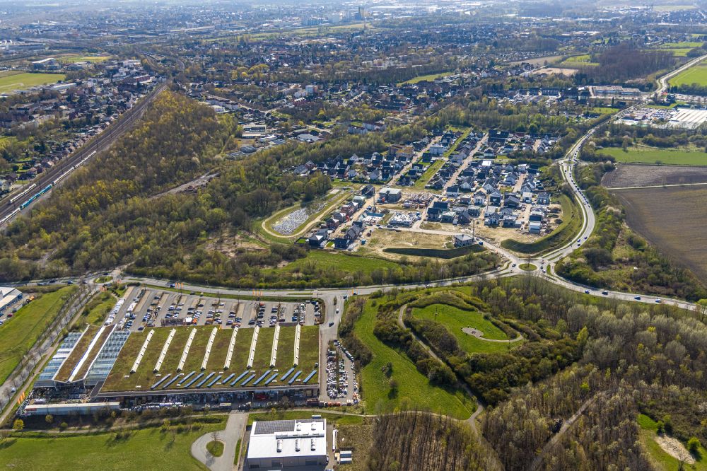 Hamm from the bird's eye view: Building of the construction market Obi on street Sachsenweg in the district Heessen in Hamm at Ruhrgebiet in the state North Rhine-Westphalia, Germany