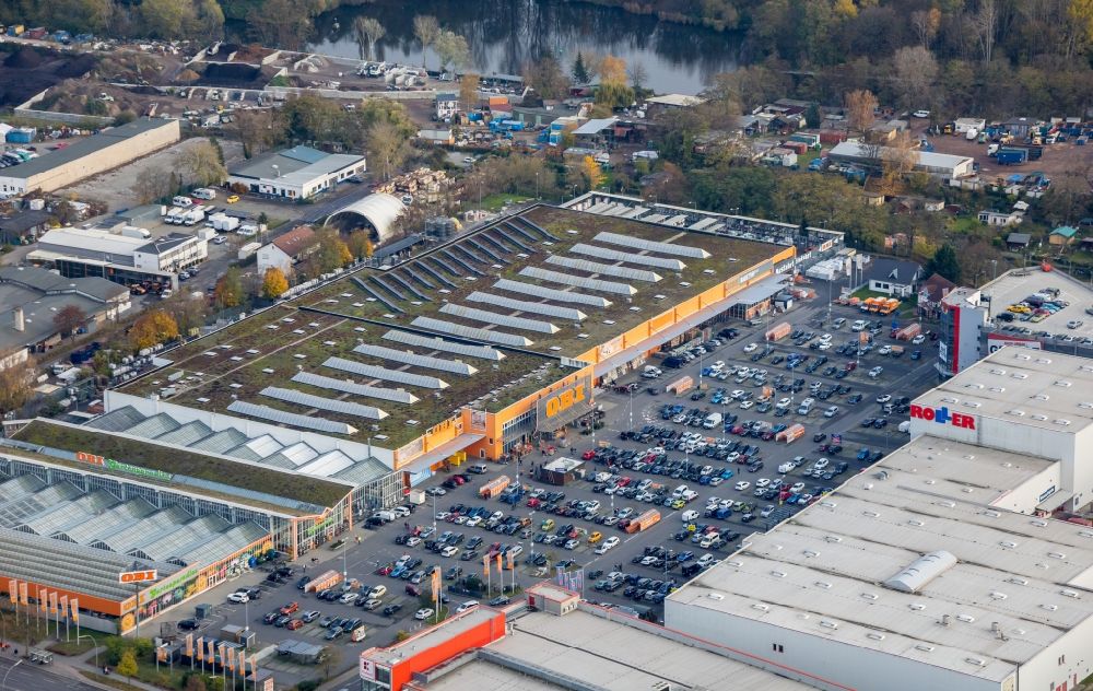Aerial image Berlin - Building of the construction market OBI in Lichterfelde in Berlin, Germany