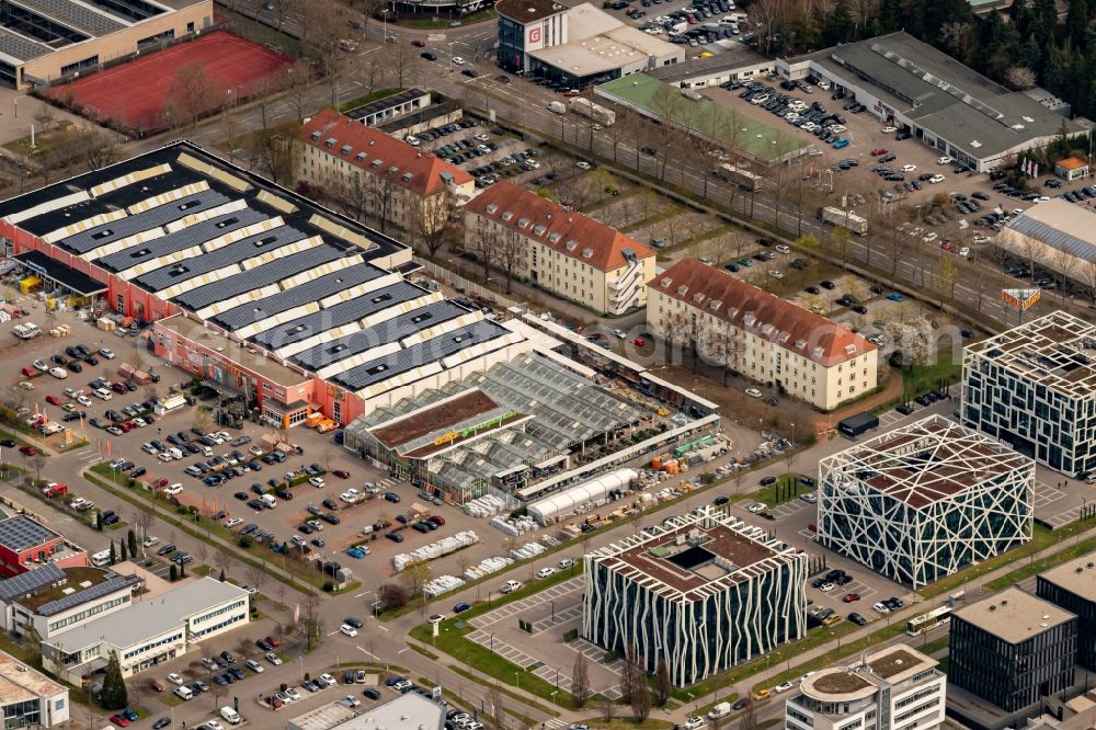 Aerial photograph Heilbronn - Building of the construction market Obi Markt Lise Meitner Str. in Heilbronn in the state Baden-Wuerttemberg, Germany