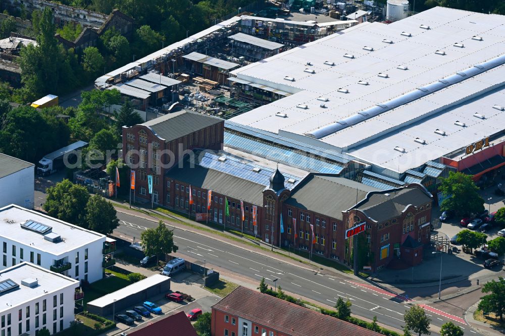 Aerial image Lutherstadt Wittenberg - Building of the construction market of OBI in Lutherstadt Wittenberg in the state Saxony-Anhalt