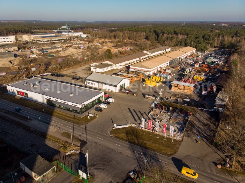 Aerial photograph Eberswalde - Building of the construction market Raab Karcher in Eberswalde in the state Brandenburg, Germany