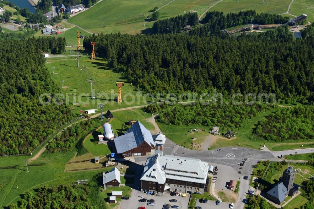 Aerial photograph Oberwiesenthal - Building the visitor center on Mountain peak Fichtelberg in Oberwiesenthal in the state Saxony, Germany