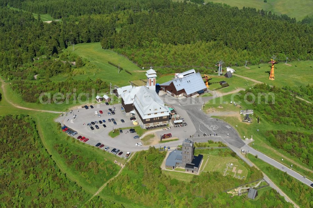 Aerial photograph Oberwiesenthal - Building the visitor center on Mountain peak Fichtelberg in Oberwiesenthal in the state Saxony, Germany