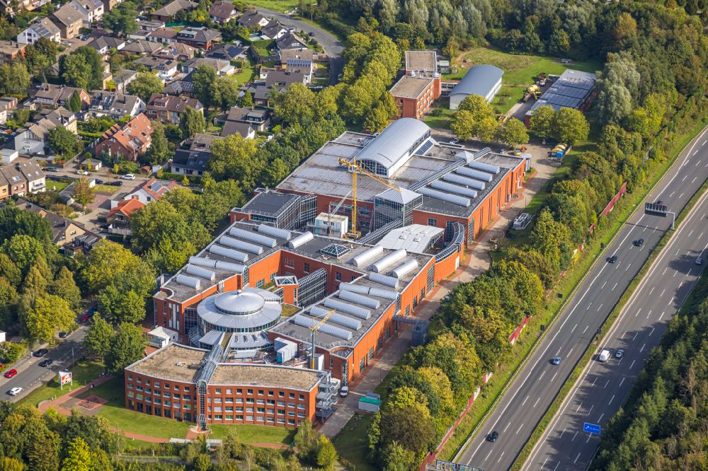 Aerial photograph Dortmund - Building the visitor center DASA Arbeitswelt Ausstellung on Friedrich-Henkel-Weg in Dortmund in the state North Rhine-Westphalia