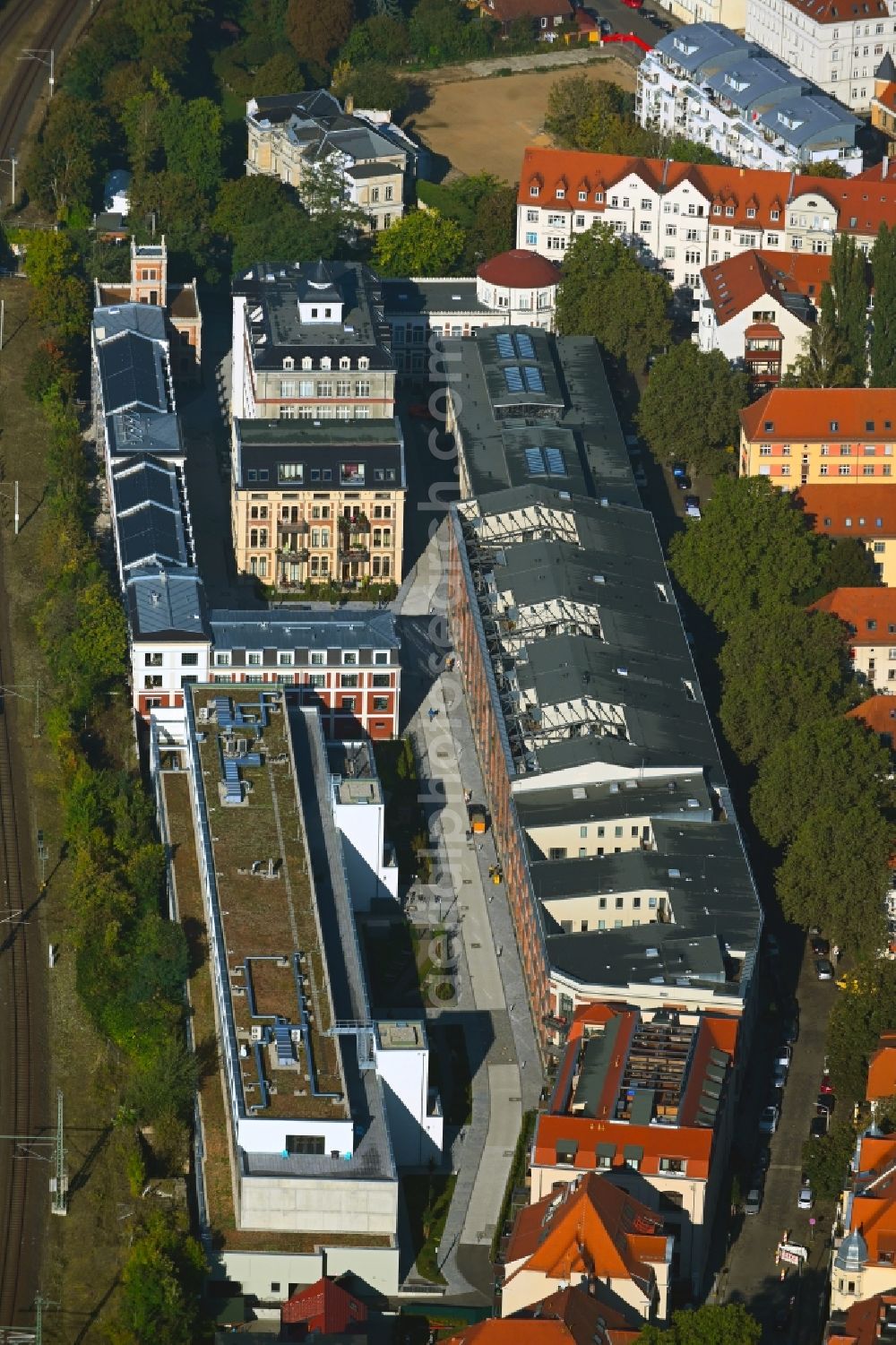 Aerial photograph Leipzig - Building of the Bleichertwerke in the district of Gohlis in Leipzig in the state of Saxony, Germany