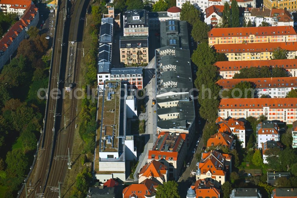 Leipzig from above - Building of the Bleichertwerke in the district of Gohlis in Leipzig in the state of Saxony, Germany