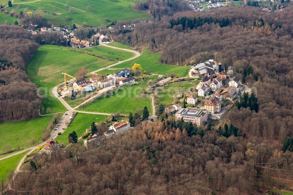 Bettingen from the bird's eye view: Building of the Chrischona-Campus and Diakonissen Mutterhaus in Bettingen in the canton Basel, Switzerland