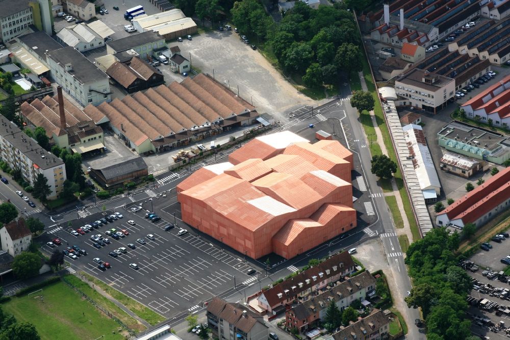Aerial image Saint-Louis - Interesting building of the new townhall in Saint-Louis in Grand Est, France