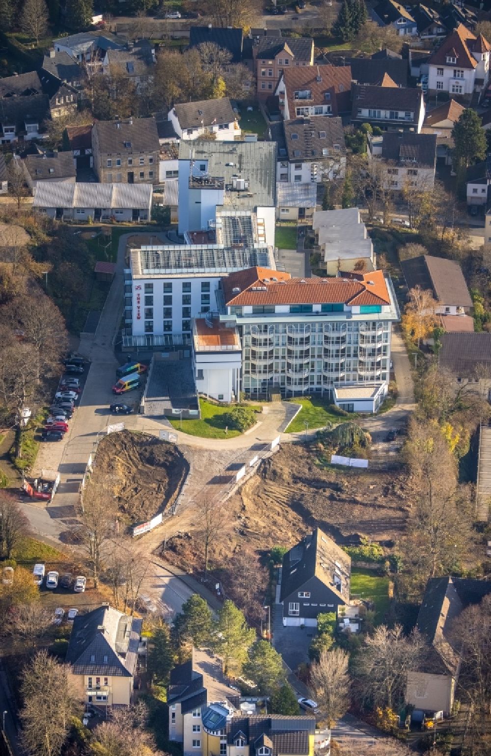 Aerial photograph Herdecke - Building of the former nursing home - senior residence on the Goethestrasse in Herdecke in the state of North Rhine-Westphalia, Germany