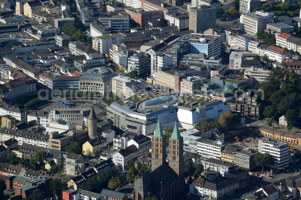Kassel from the bird's eye view: Building of the shopping center City-Point Kassel of ECE on Koenigsplatz in Kassel in the state Hesse