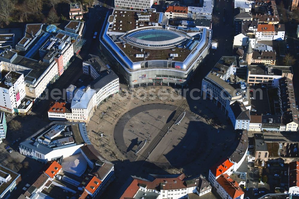 Aerial image Kassel - Building of the shopping center City-Point Kassel of ECE on Koenigsplatz in Kassel in the state Hesse