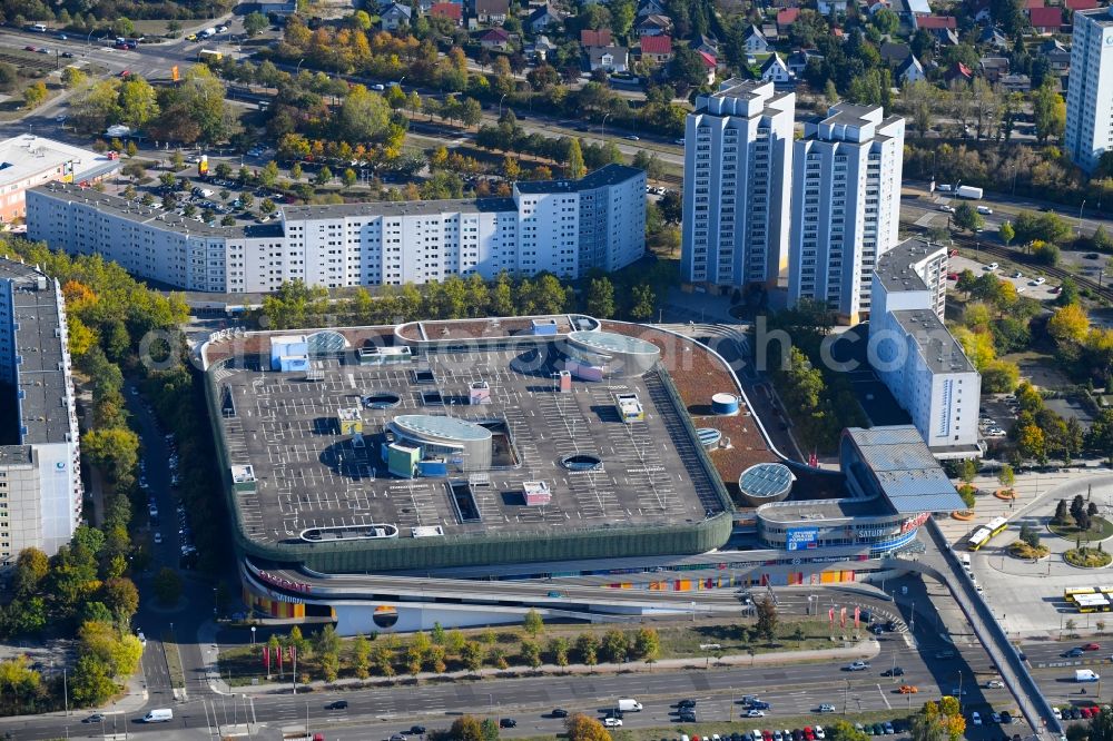 Berlin from above - Building of the shopping center Eastgate Berlin on Marzahner Promenade in the district Marzahn in Berlin, Germany