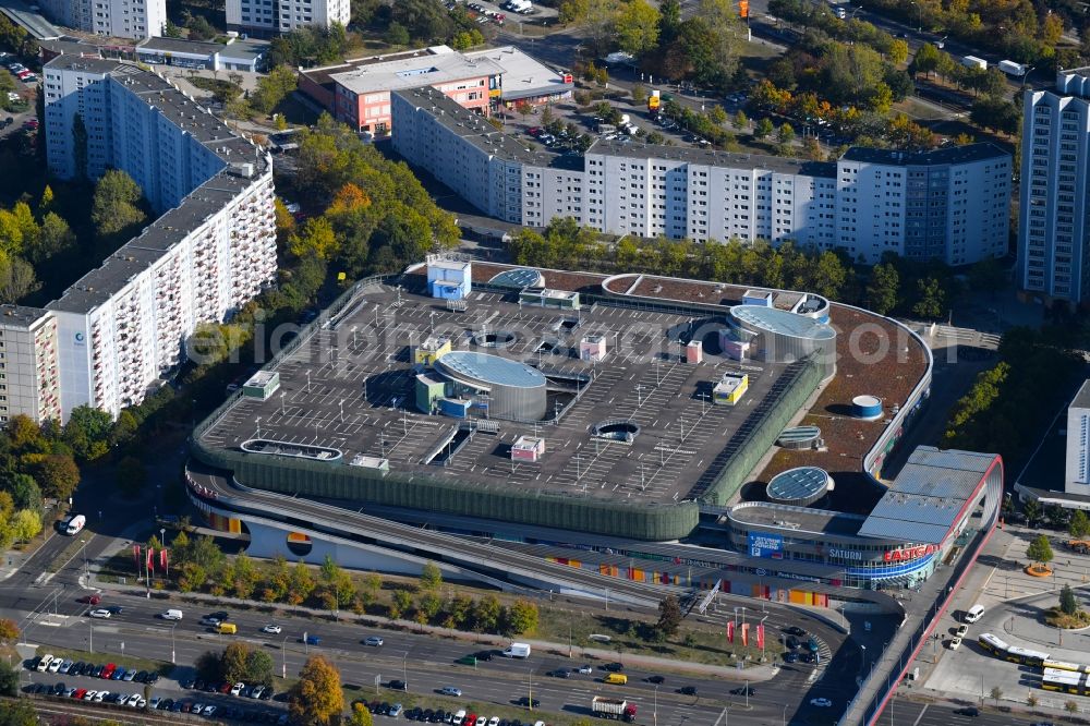 Berlin from the bird's eye view: Building of the shopping center Eastgate Berlin on Marzahner Promenade in the district Marzahn in Berlin, Germany