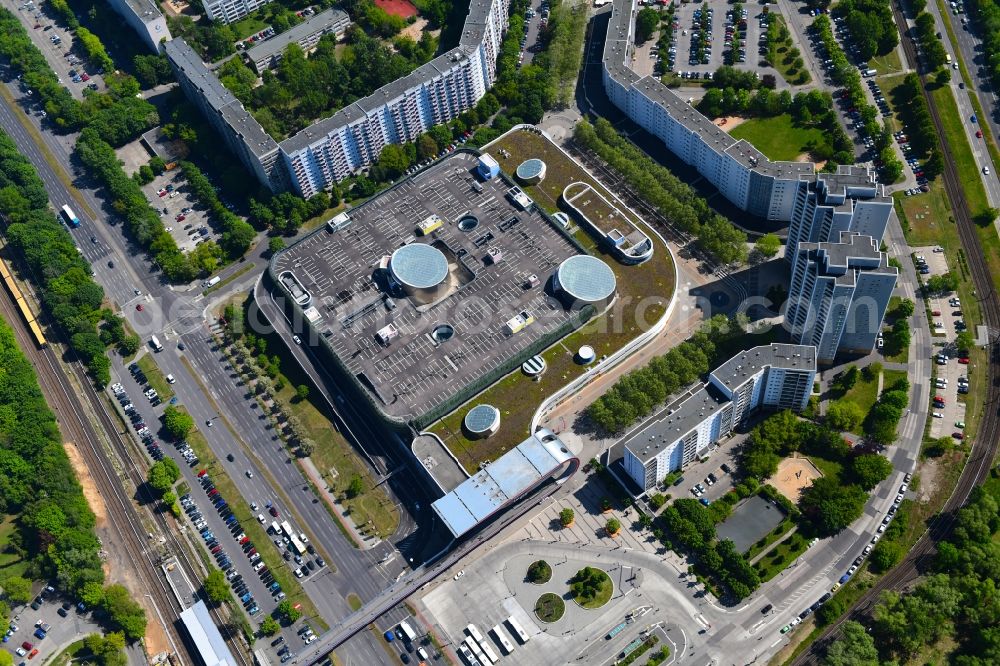 Aerial image Berlin - Building of the shopping center Eastgate Berlin on Marzahner Promenade in the district Marzahn in Berlin, Germany