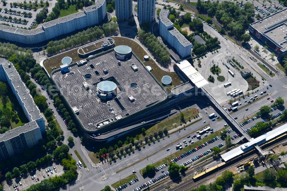 Berlin from above - Building of the shopping center Eastgate Berlin on Marzahner Promenade in the district Marzahn in Berlin, Germany