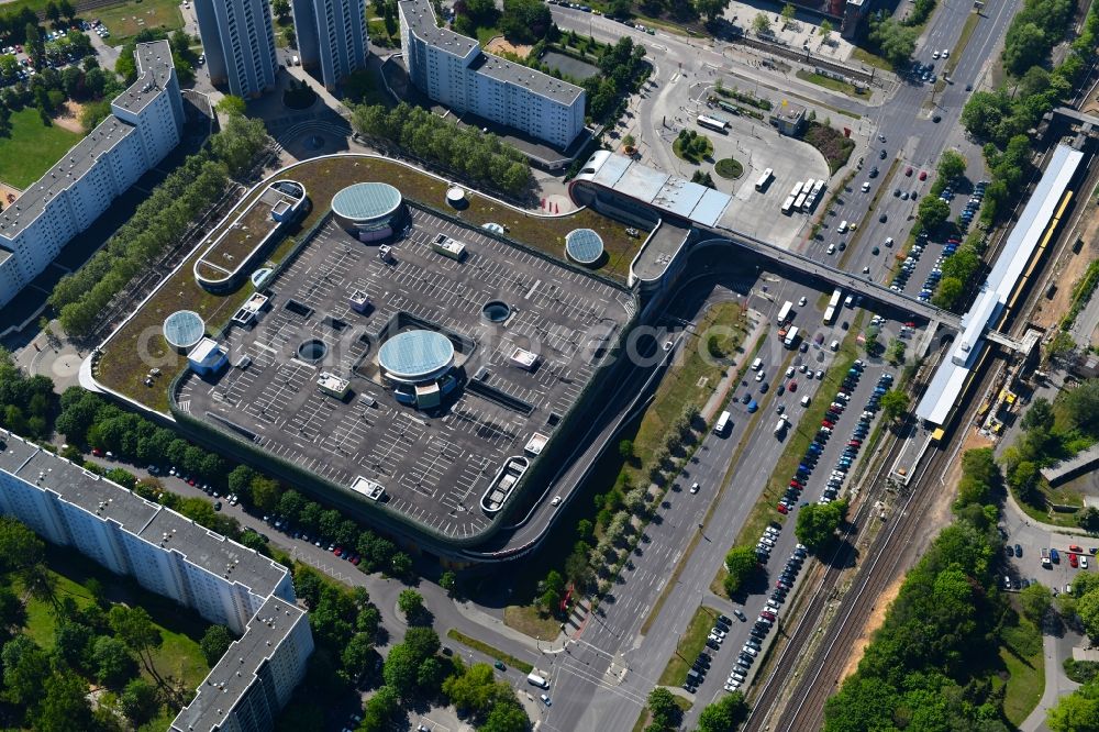 Aerial image Berlin - Building of the shopping center Eastgate Berlin on Marzahner Promenade in the district Marzahn in Berlin, Germany