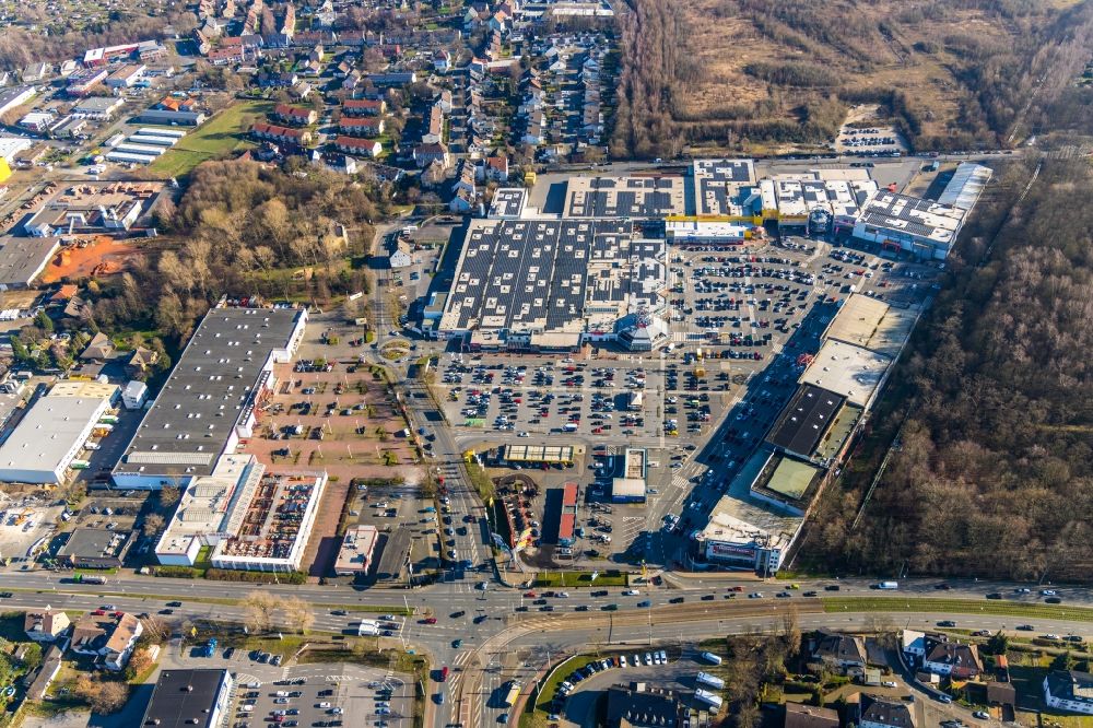 Aerial photograph Bochum - Building of the shopping center Hannibal center in Bochum in the state North Rhine-Westphalia