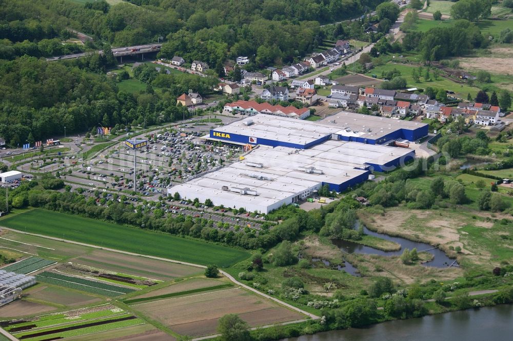 Aerial image Saarlouis - Building the shopping center the IKEA furniture store in Saarlouis in the state Saarland