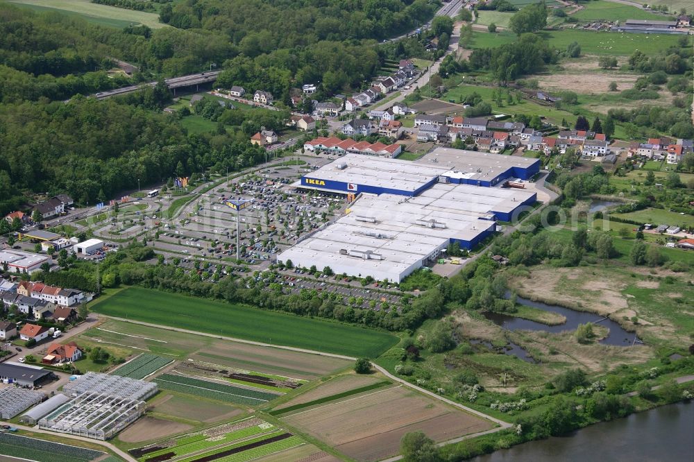 Saarlouis from above - Building the shopping center the IKEA furniture store in Saarlouis in the state Saarland