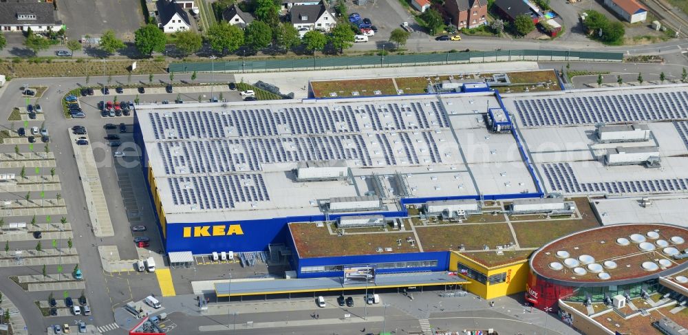 Aerial image Dänischburg, Lübeck - Building the shopping center IKEA - furniture store in Daenischburg, Luebeck in the state Schleswig-Holstein