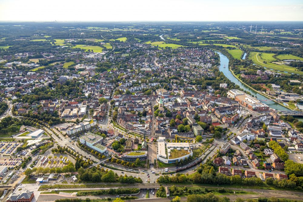 Aerial image Dorsten - Building of Mercaden Dorsten Westwall shopping center in Dorsten, North Rhine-Westphalia
