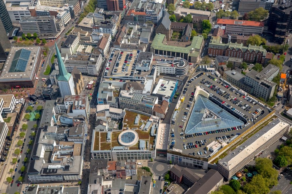 Dortmund from above - Building of the shopping center Thier-Galerie in Dortmund in the state North Rhine-Westphalia