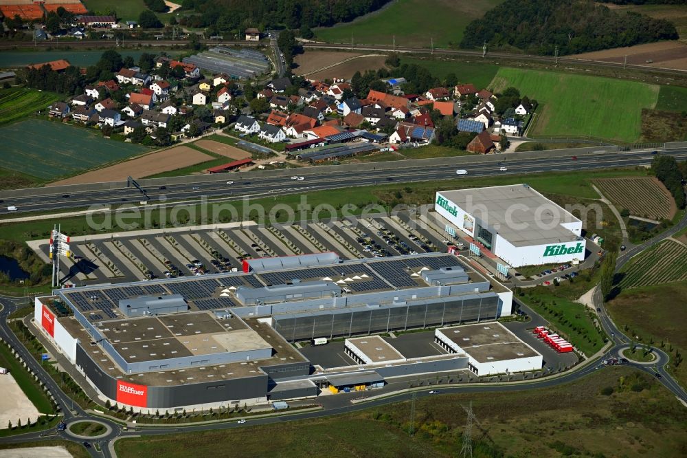 Fürth from above - Building of the store - furniture market Hoeffner Online GmbH & Co. KG In of Schmalau in Fuerth in the state Bavaria, Germany