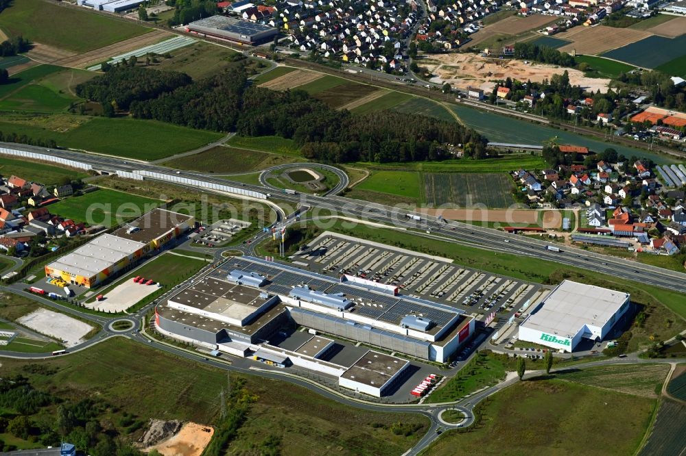 Fürth from the bird's eye view: Building of the store - furniture market Hoeffner Online GmbH & Co. KG In of Schmalau in Fuerth in the state Bavaria, Germany
