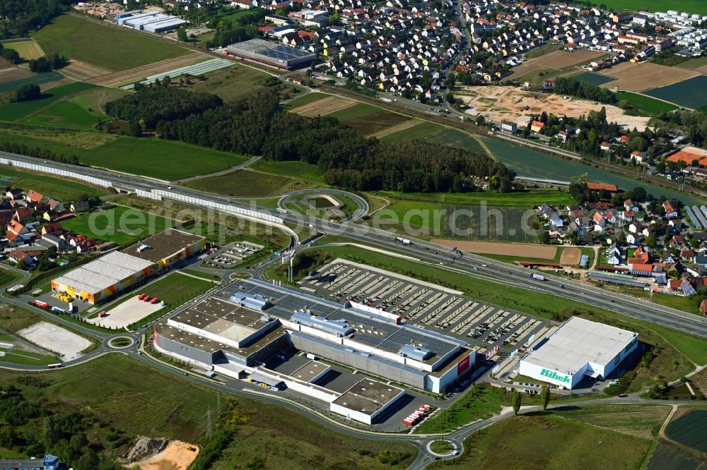 Aerial image Fürth - Building of the store - furniture market Hoeffner Online GmbH & Co. KG In of Schmalau in Fuerth in the state Bavaria, Germany
