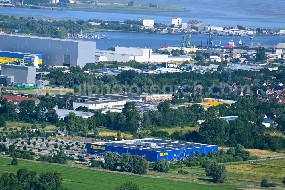 Aerial photograph Bremerhaven - Building of the store - furniture market IKEA on street Weserstrasse in Bremerhaven in the state Bremen, Germany
