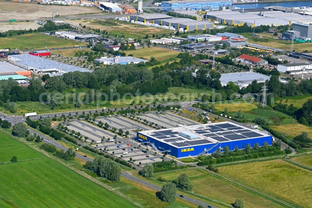 Aerial image Bremerhaven - Building of the store - furniture market IKEA on street Weserstrasse in Bremerhaven in the state Bremen, Germany