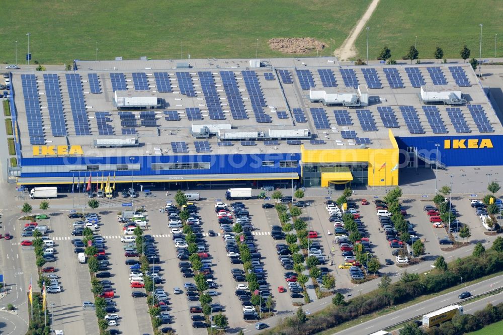 Aerial photograph Gersthofen - Building of the store - furniture market IKEA Einrichtungshaus Augsburg in Gersthofen in the state Bavaria