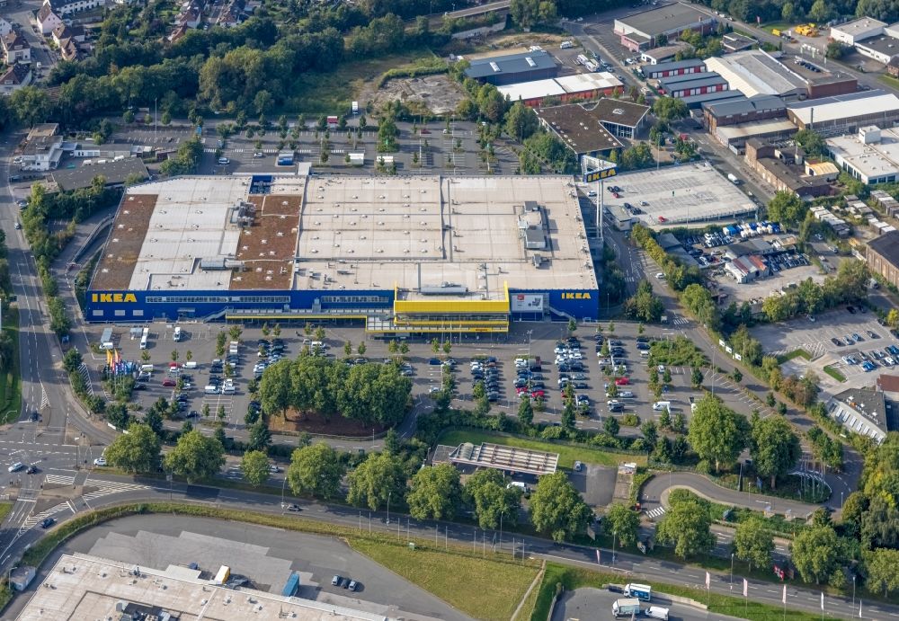 Aerial photograph Dortmund - Building of the store - furniture market IKEA in Indupark Gewerbegebiet on Borussiastrasse in Dortmund at Ruhrgebiet in the state North Rhine-Westphalia, Germany