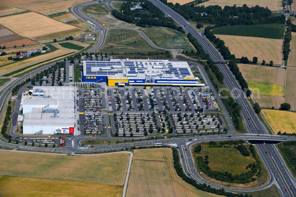 Aerial image Würzburg - Building of the store - furniture market IKEA Moebel & Einrichtungshaus Wuerzburg on Mainfrankenhoehe in the district Lengfeld in Wuerzburg in the state Bavaria, Germany