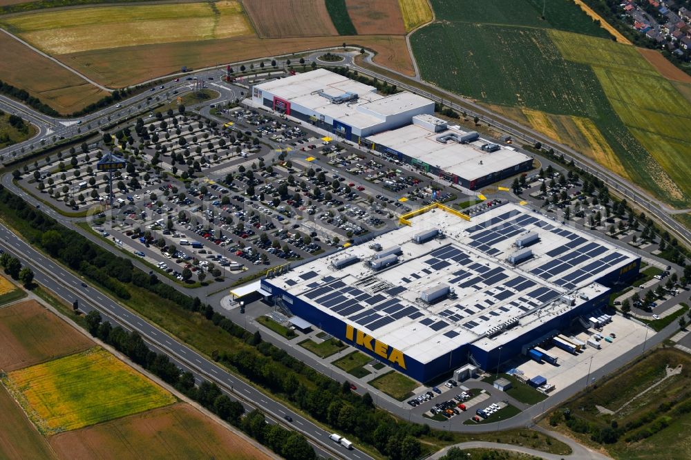 Aerial photograph Würzburg - Building of the store - furniture market IKEA Moebel & Einrichtungshaus Wuerzburg on Mainfrankenhoehe in the district Lengfeld in Wuerzburg in the state Bavaria, Germany