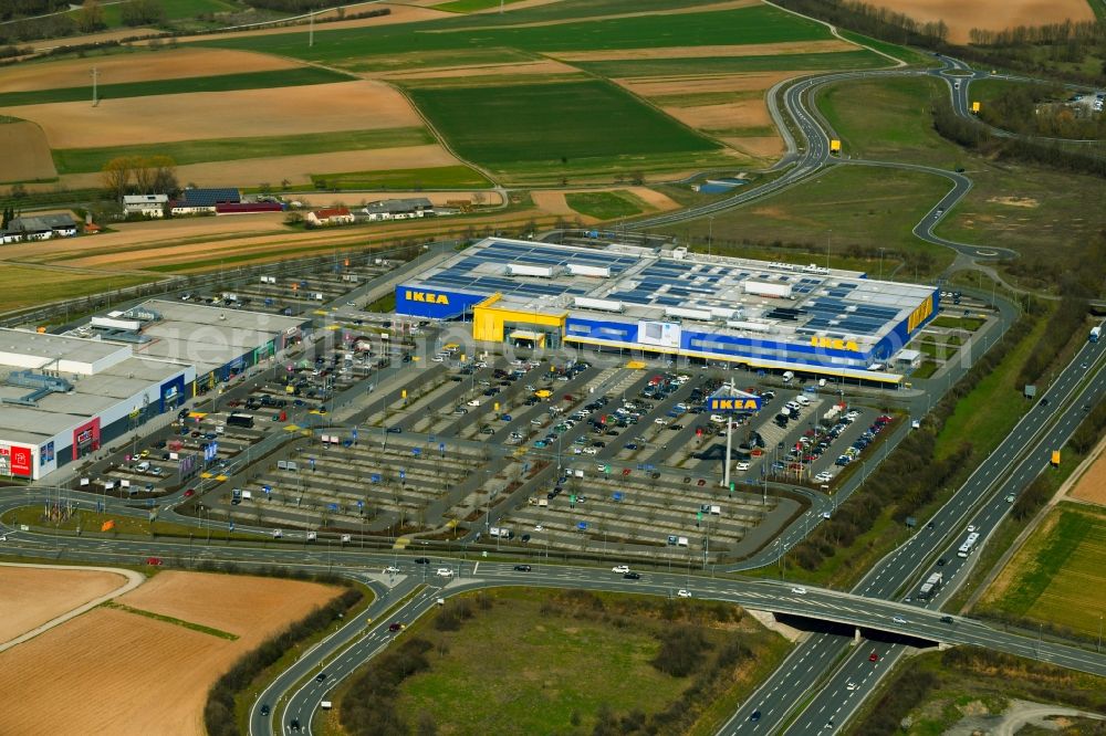 Aerial image Würzburg - Building of the store - furniture market IKEA Moebel & Einrichtungshaus Wuerzburg on Mainfrankenhoehe in the district Lengfeld in Wuerzburg in the state Bavaria, Germany