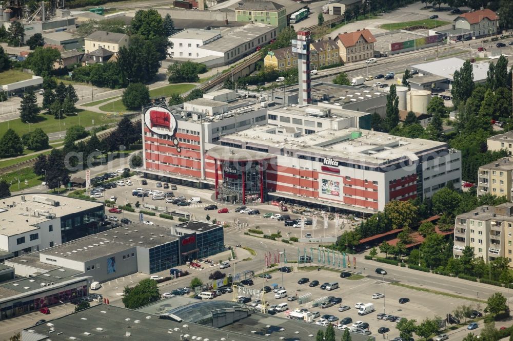 Aerial photograph Sankt Pölten - Building of the furniture store KIKA on Anton-Scheiblin-Gasse in Sankt Poelten in Lower Austria, Austria