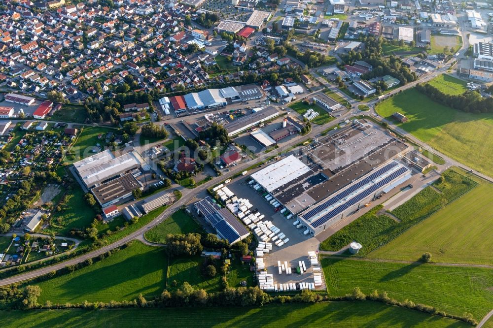 Bad Saulgau from above - Building of the store - furniture market Martin Staud Moebel GmbH in Bad Saulgau in the state Baden-Wuerttemberg, Germany