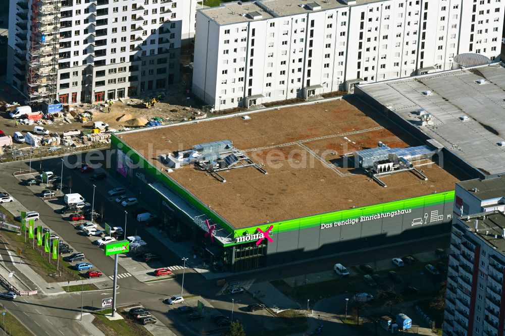 Aerial photograph Berlin - Building of the store - furniture market moemax on street Maerkische Allee in the district Marzahn in Berlin, Germany