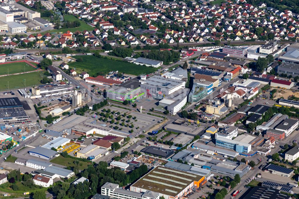 Aerial image Landshut - Building of the store - furniture market XXXLutz Emslander in Landshut in the state Bavaria, Germany