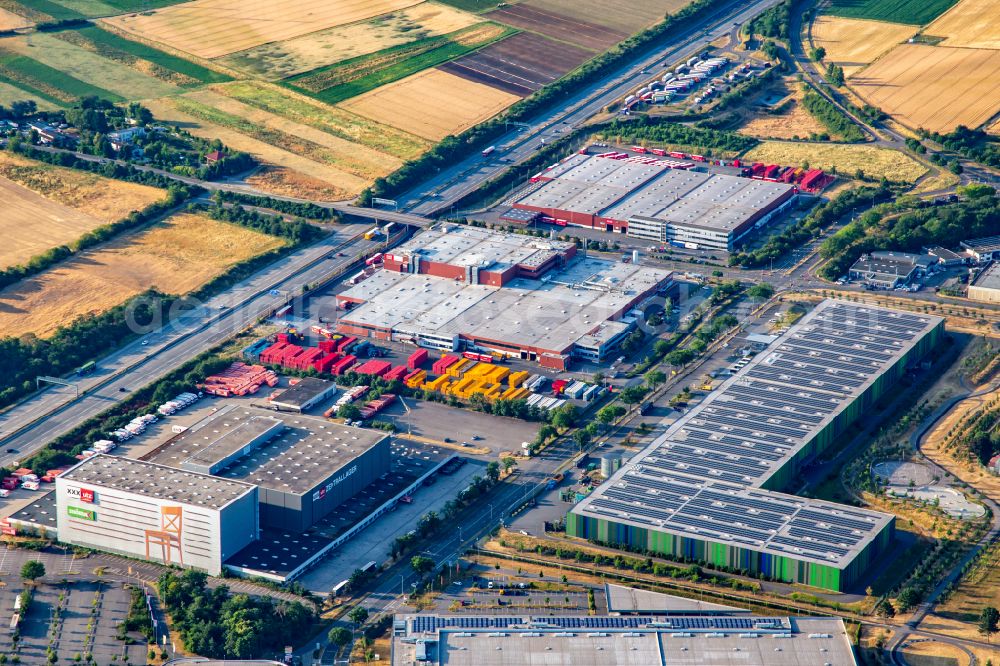 Aerial photograph Mannheim - Building of the store - furniture market XXXLutz Mann Mobilia in the district Vogelstang in Mannheim in the state Baden-Wurttemberg, Germany