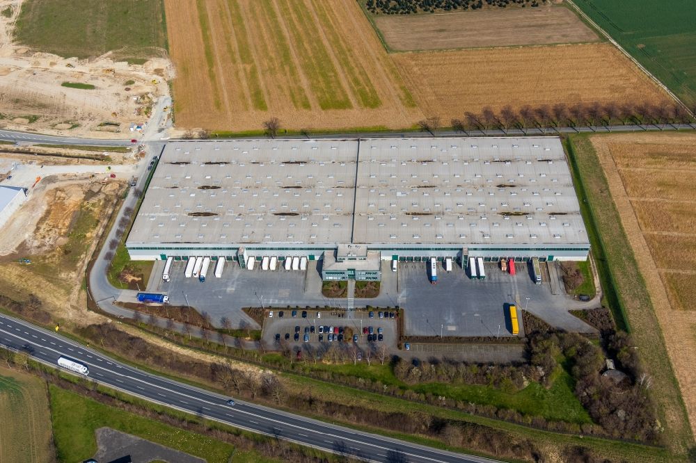 Aerial photograph Soest - Building of the wholesale center of the electrical wholesale and specialist market ALSO in Soest in the state North Rhine-Westphalia, Germany