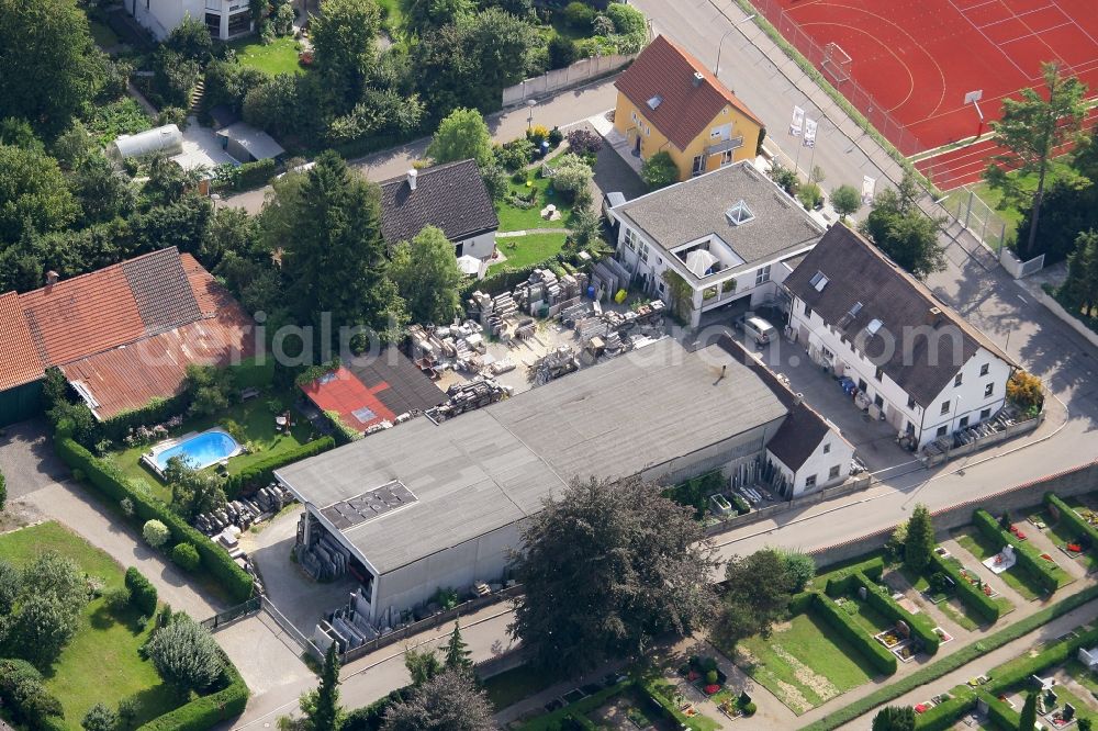 Aerial photograph Lauingen - Building and grounds of the company Natursteine Ferdinand Schmid in Lauingen in the state Bavaria, Germany