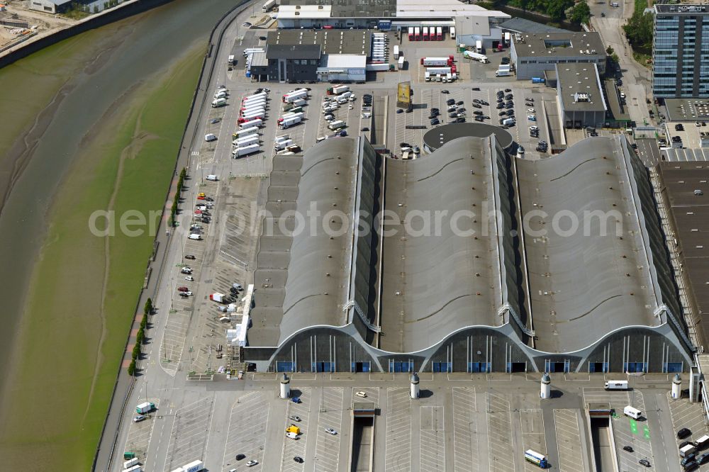 Hamburg from above - Building of the wholesale center for flowers, fruits and vegetables in the district Hammerbrook in Hamburg, Germany