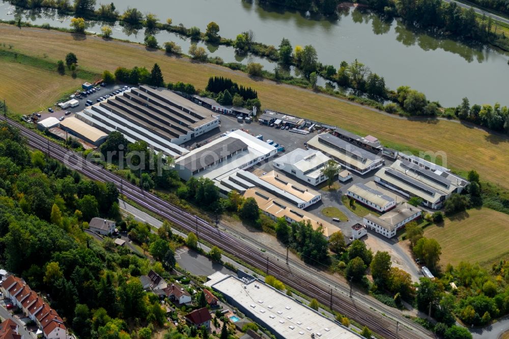 Aerial image Gemünden am Main - Building of the wholesale center of RG GmbH on Kesslerstrasse in the district Massenbuch in Gemuenden am Main in the state Bavaria, Germany