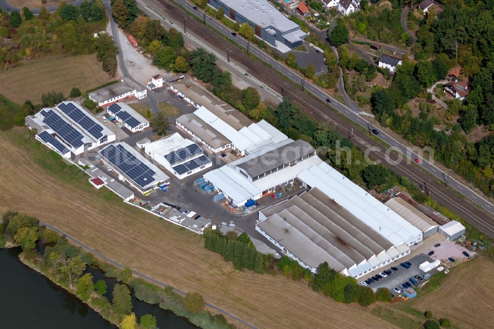 Aerial image Gemünden am Main - Building of the wholesale center of RG GmbH on Kesslerstrasse in the district Massenbuch in Gemuenden am Main in the state Bavaria, Germany