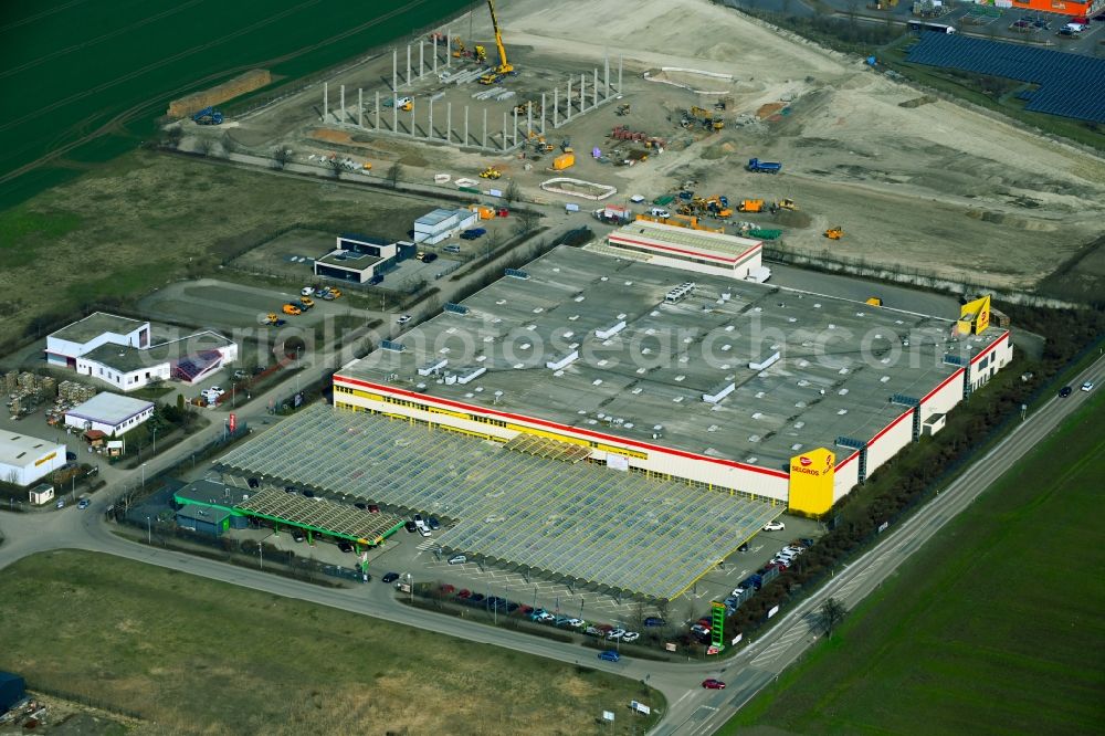 Teutschenthal from above - Building of the wholesale center Selgros in Teutschenthal in the state Saxony-Anhalt, Germany