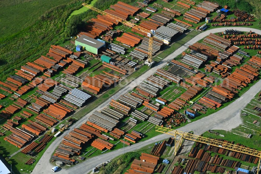 Aerial image Lauenburg/Elbe - Building of the wholesale center of STOCK Rohrgrosshandel GmbH & CO. KG on Industriestrasse in Lauenburg/Elbe in the state Schleswig-Holstein, Germany