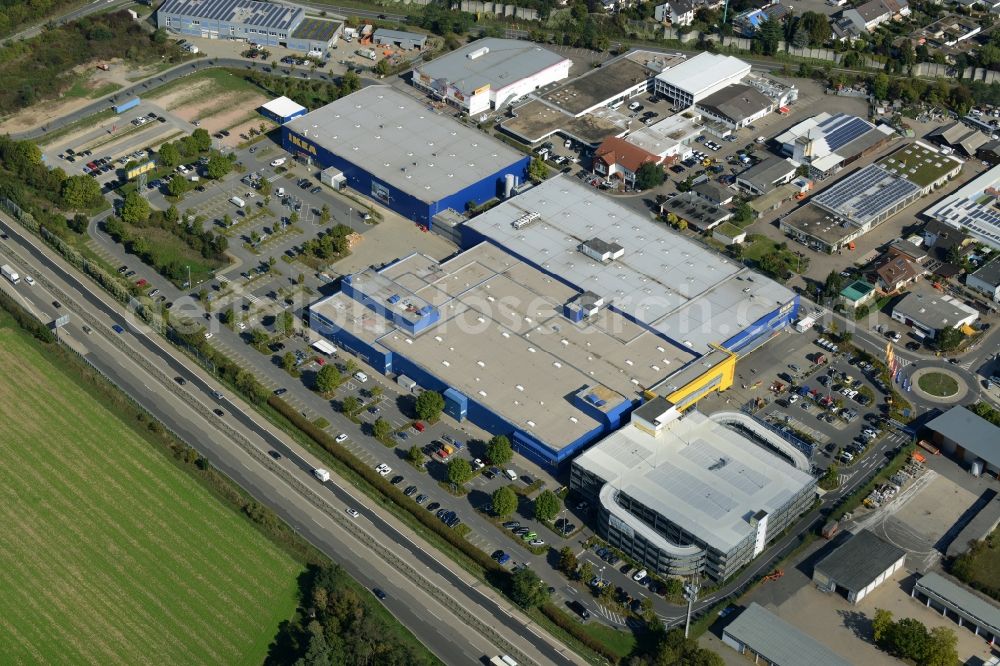 Aerial photograph Walldorf - Building of the store - furniture market IKEA Einrichtungshaus in Walldorf in the state Baden-Wuerttemberg