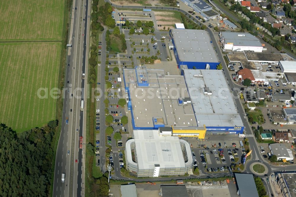 Aerial image Walldorf - Building of the store - furniture market IKEA Einrichtungshaus in Walldorf in the state Baden-Wuerttemberg